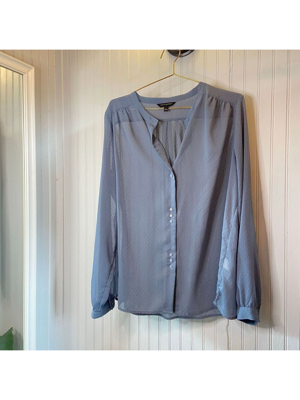 Banana Republic Sheer Shirt Button Down Office Festival Boho Fairy Cottage